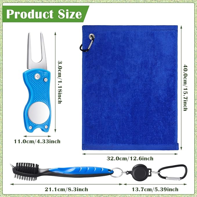 Sumind 22 Pcs Golf Accessories Kit Golf Essentials Club Cleaning Kit for Men Include Cleaning Brush Towel Marking Pen Line Marker Tee Holder with Tee Repair Divot Tool for Christmas Ideal Gift(Blue)