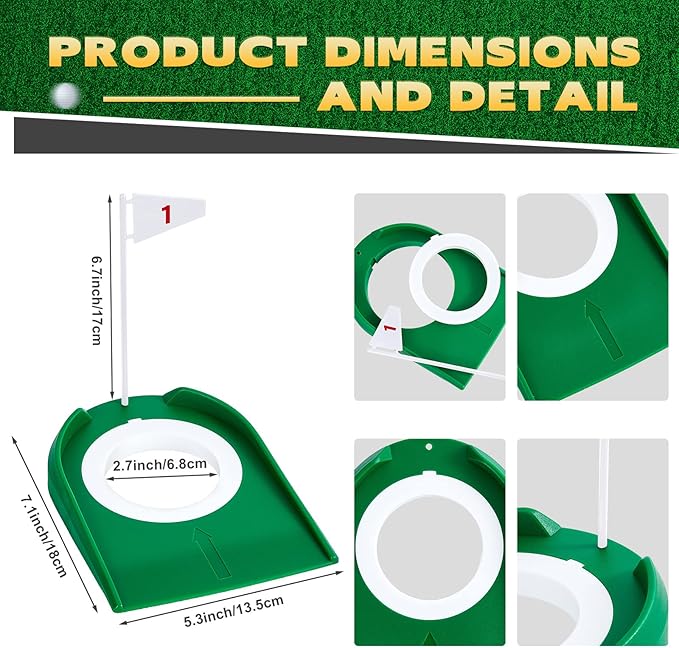 Sotiff Golf Putting Practice Cup Hole Training Aids Golf Accessories Training Putters with Plastic Flag for Adult Office Garage Yard Indoor Outdoor Practice