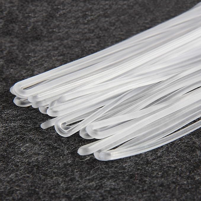 100 Pack Clear Plastic Luggage Straps, Worm Loops for Luggage Tags, Plastic Name Tag Loop for Identification Cards ID, 6 inch