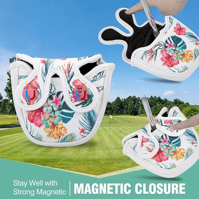 Golf Club Covers Driver Covers Fairway Wood Headcover Hybrid Cover Leather Mallet Putter Covers Blade Headcovers Golf Head Covers for Most Brand