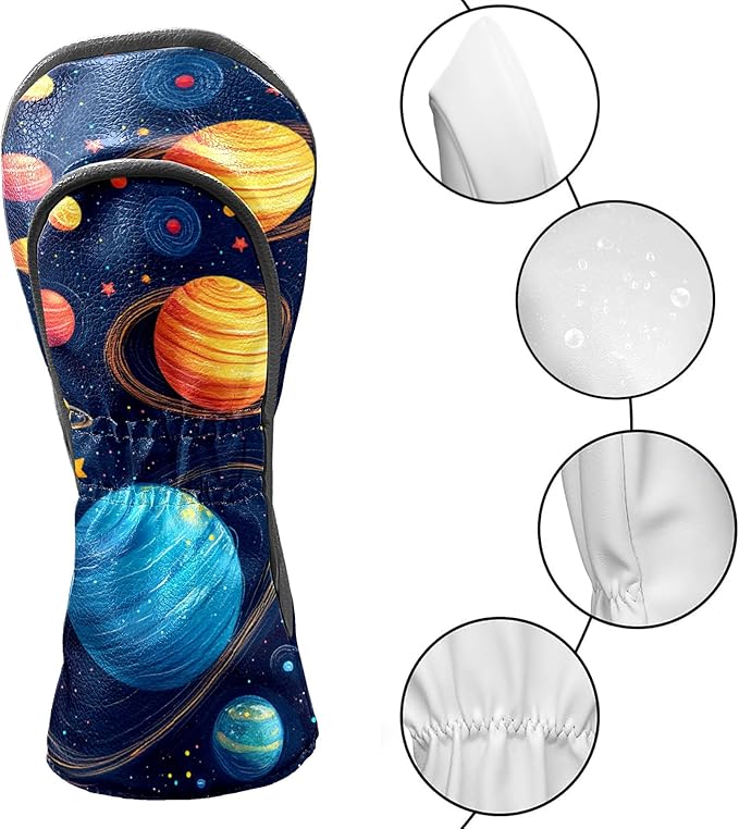 Golf Club Covers PU Leather Waterproof Golf Club Head Covers for Fairway Woods and Driver White Fishbone Pattern Driver Cover Suitable for Most Brands