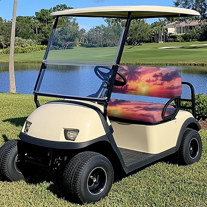 Fashion Print Golf Cart Seat Covers 2 Passenger Golf Cart Backrest Cover Golf Cart Seat Towel Gift for Friends