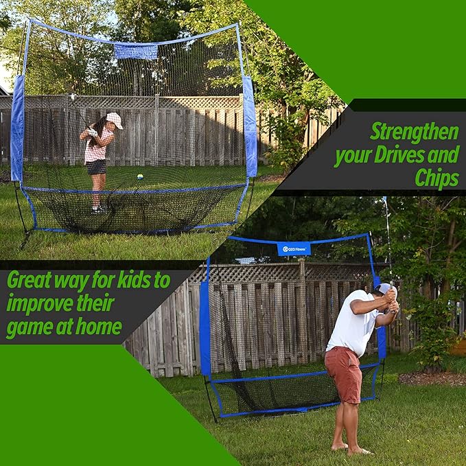 Golf Practice Hitting Net, Indoor Garage or Outdoor Backyard Driving Heavy Duty Mesh Netting for Home Real Pro Golfing Swing Chipping Train, Easy Setup Stable Frame, Portable Golfer Carry Bag