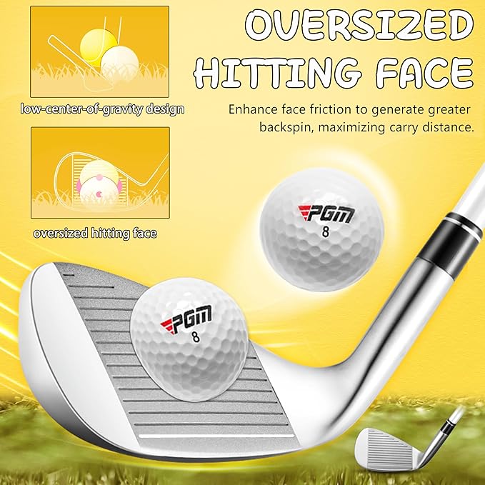 PGM Junior Golf Clubs Set - Kids Golf Clubs for Ages 3-5, 6-8, 9-12 | Right Handed - Oversized Sweet Spot 360cc Driver - Lightweight Graphite Shafts - Golf Stand Bag