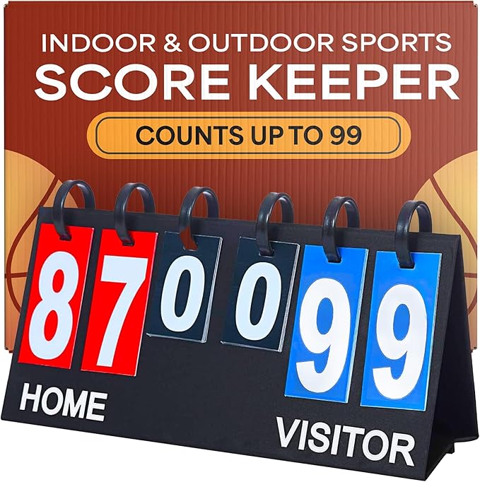 Upstreet Scoreboard/Score Keeper for Indoor & Outdoor Sports - Ping Pong/Baseball/Tennis/Basketball Scoreboard or Varsity Scoreboards/Volleyball Scorekeeper - Portable Scoreboard Flips up to 99