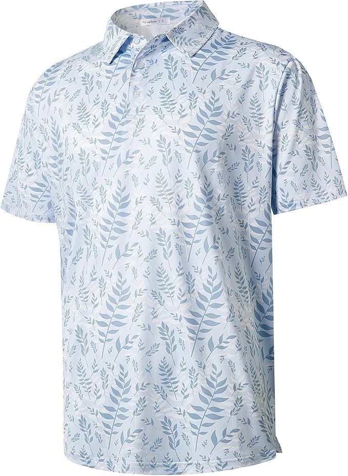 zeetoo Men's Polo Shirts Hawaiian Golf Polos Shirts Short Sleeve Performance Moisture Wicking Mens Golf Shirts