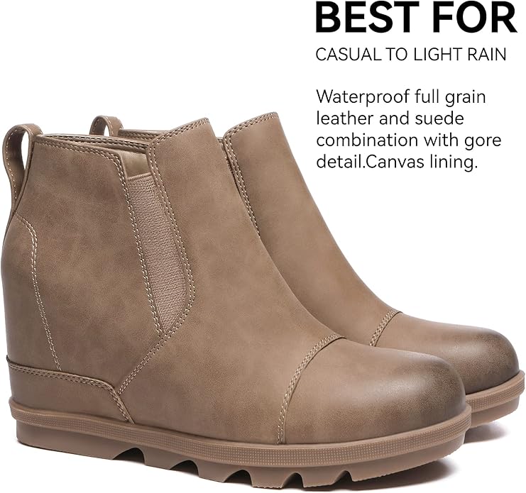Athlefit Women's Wedge Ankle Boots Comfortable Slip On Wedge Booties