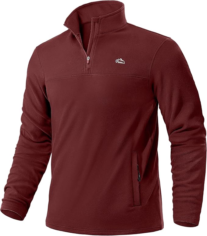 Pudolla Men's Quarter Zip Pullover with 2 Pockets Fleece Warm Soft Golf Sweatshirts for Athletic Workout Running