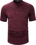 TAPULCO Mens Collarless Golf Shirts Short Sleeve Dry Fit Stretch Casual Breathable Lightweight Tshirts