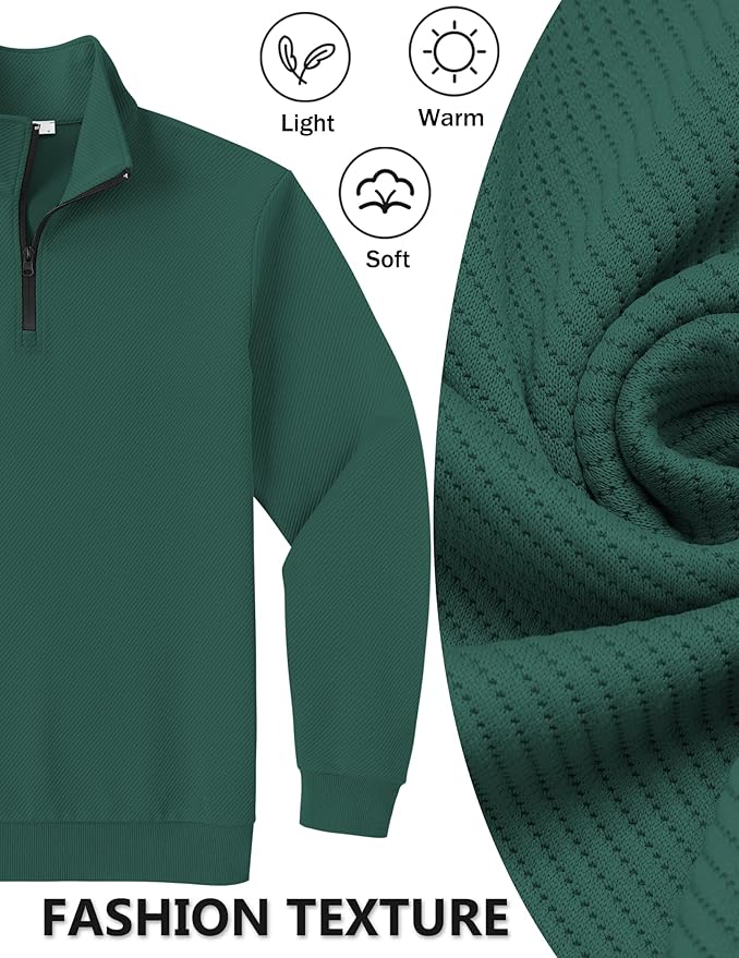COOFANDY Mens Quarter Zip Pullover Sweatshirts Lightweight Long Sleeve Mock Neck Sweater Polo