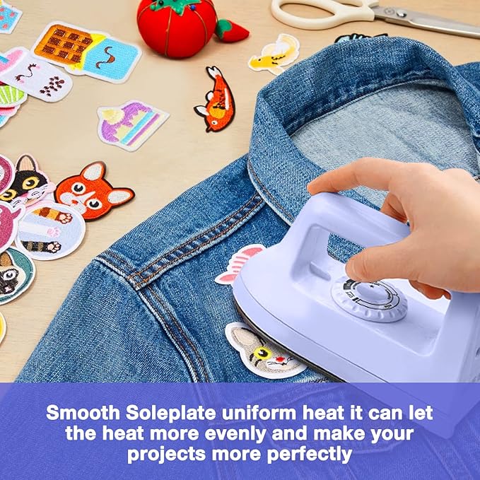 Mini Iron for Crafts and Quilting - Travel and Household Electric Heat Press Machine for Sewing Supplies (Purple)