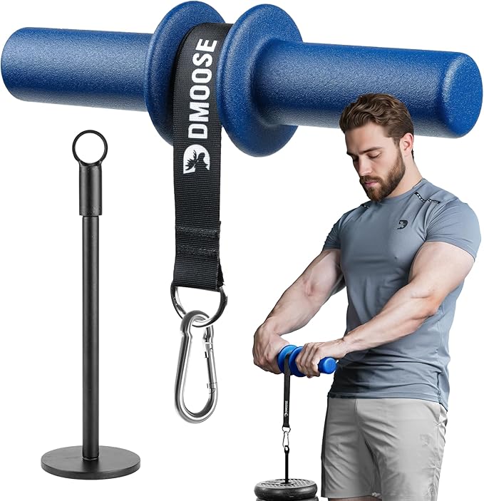 DMoose Fitness Forearm Strengthener & Wrist Roller - 2 in 1 Arm Exerciser with Non-Slip Premium Grip, Durable Nylon Rope - Helps with Elbow Tendonitis, Wrist Recovery & Strength Training (Patented)