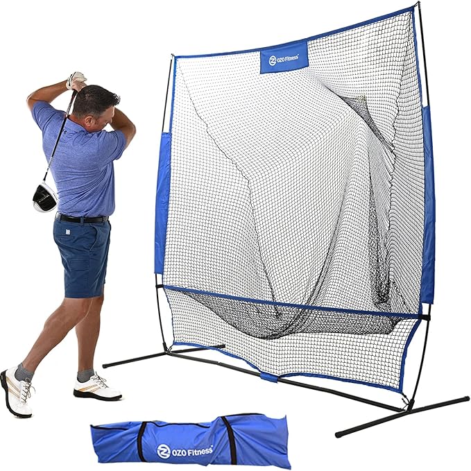 Golf Practice Hitting Net, Indoor Garage or Outdoor Backyard Driving Heavy Duty Mesh Netting for Home Real Pro Golfing Swing Chipping Train, Easy Setup Stable Frame, Portable Golfer Carry Bag
