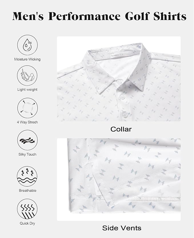 zeetoo Men's Polo Shirts Hawaiian Golf Polos Shirts Short Sleeve Performance Moisture Wicking Mens Golf Shirts