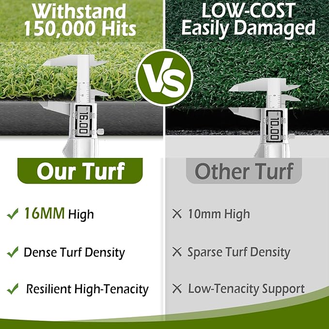 Bearwill Golf Mat 31mm, 5x4ft/5x5ft Golf Hitting Mats for Practice Outdoor Indoor, High-Elasticity Artificial Turf Mat for Garage Simulator Chipping Driving Training