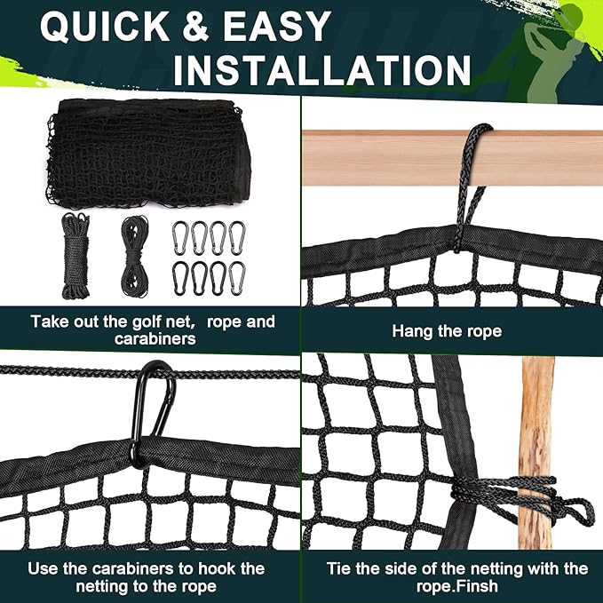 Golf Netting 7Ft,10Ft,15Ft,20Ft Golf Practice Net for Garage, Sport Practice Barrier Net, Heavy Duty Nylon Sport Netting Golf Hitting Net for Baseball, Hockey, Soccer, Tennis DIY Ball Net for Backyard