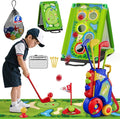 3 in 1 Toddler Golf Set with Putting Mat & Sticky/Golf Game, Kids Golf Club with 8 Balls, 4 Plastic Clubs, Scoreboard, Indoor Outdoor Sport Toys with Golf Cart Gift for Boys Girls Aged 2-5, Blue