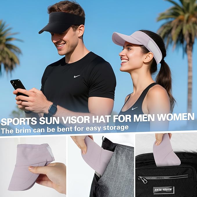 HH HOFNEN Sports Sun Visor Cooling Lightweight Stretchy Packable Running Golf Visor Hat for Men Women