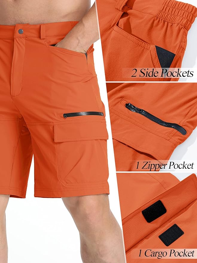 TACVASEN Men's Summer Outdoor Shorts Quick Dry Cargo Casual Work Hiking Shorts (NO Belt)