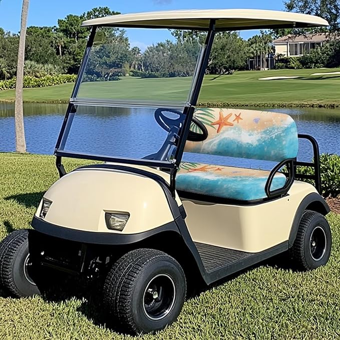 Golf Cart Seat Covers, Universal Fit & Nonskid Bottom Fits for Club Car 2 Person Seats Golf Carts