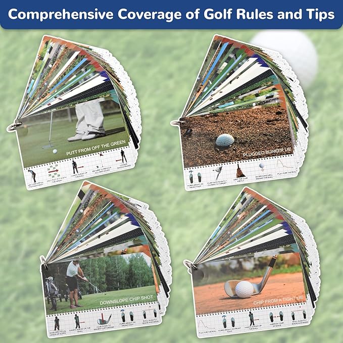 Golf Reference Cards - Essential Golf Rules & Tips | Waterproof, Durable, Compact Design for Golfers | Perfect for Beginners & Pros | Improve Your Game Instantly