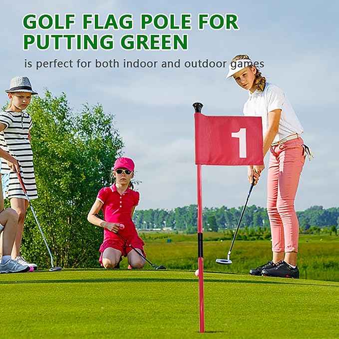 olf Flagstick with Flag Surface - Portable Design, Ideal for Yard Practice Putting Green