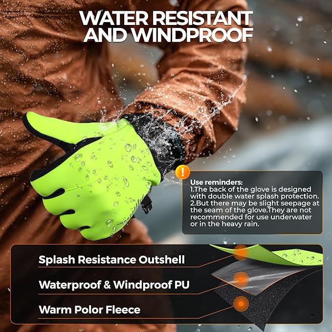rivmount Winter Gloves Women Men for Cold Weather, Running Driving Cycling, Water-Resistant & Touch Screen, Snow Ski Gloves Liner, Warm Glove for Daily Work & Sports Outdoor