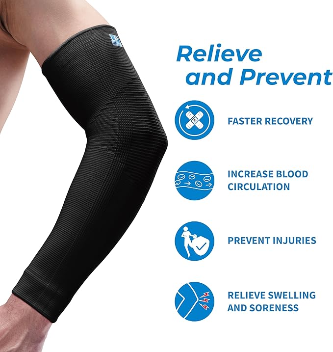LP SUPPORT 668 Compression Arm Sleeve for Workouts, Sports & Weightlifting, Golf and Tennis Elbow Pain relief for Men & Women