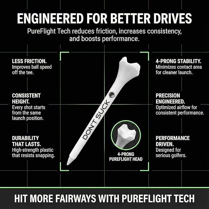 Don't Suck Collection - with Durable 4-Prong Golf Tee PureFlight Tech for Straighter and Longer Drives and Limited Edition Microfiber Magnetic Golfing Towel (16"x24")