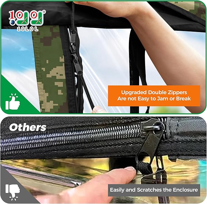 10L0L Universal Golf Cart Enclosure Compatible with EZGO and Club Car Models, 2-Passenger Golf Cart Waterproof 420D Material Windproof Transparent on 2 Sides