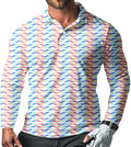 Men's Long Sleeve Golf Shirt Quick Dry 3 Button Work Fishing Outdoor Casual Collar Shirt