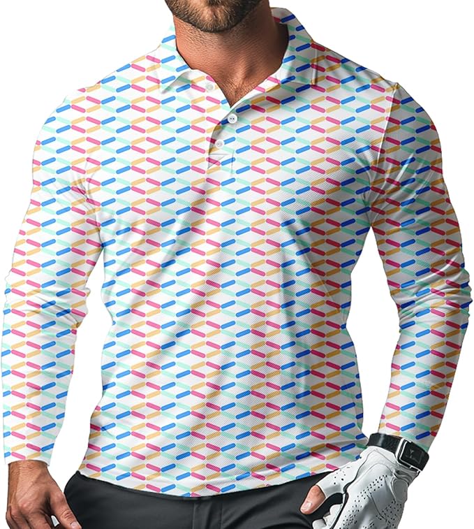 Men's Long Sleeve Golf Shirt Quick Dry 3 Button Work Fishing Outdoor Casual Collar Shirt