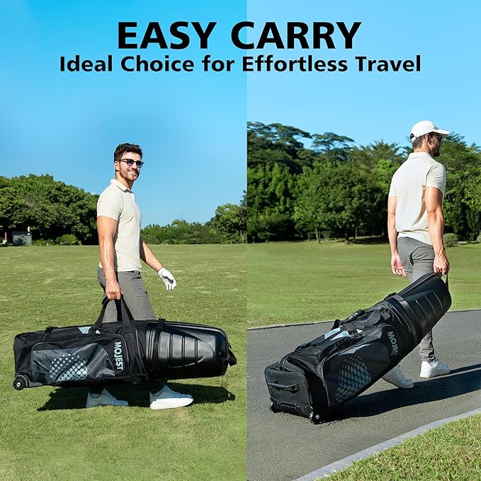 Golf Travel Bags for Airlines with Wheels, Hard Case Top and 1680D Heavy Duty Oxford Protect Golf Clubs, Lightweight and Easy to Maneuver