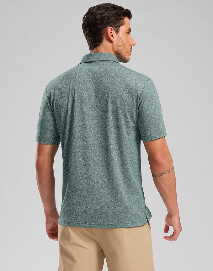 Golf Shirts Heather Polo Short Sleeve Dry Fit Lightweight Moisture Wicking Collared Shirts Casual Athletic Business