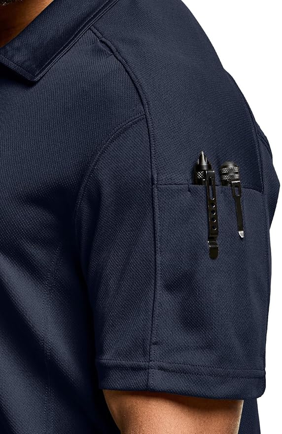 CQR Men's Polo Shirts, Tactical Short Sleeve Golf Performance Shirts, Lightweight Dry Fit UPF 50+ Pique