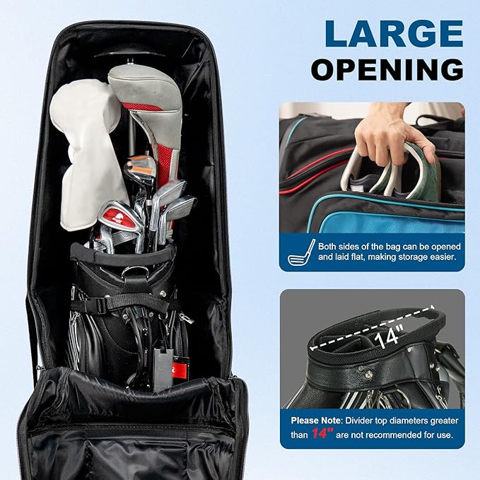 Golf Travel Bags for Airlines with Hard Case Top & Wheels, Hard Shell Top Protect Golf Club, Made of 1680D Heavy Duty Oxford, Internal Strap for Fixing, Lightweight and Easy to Maneuver