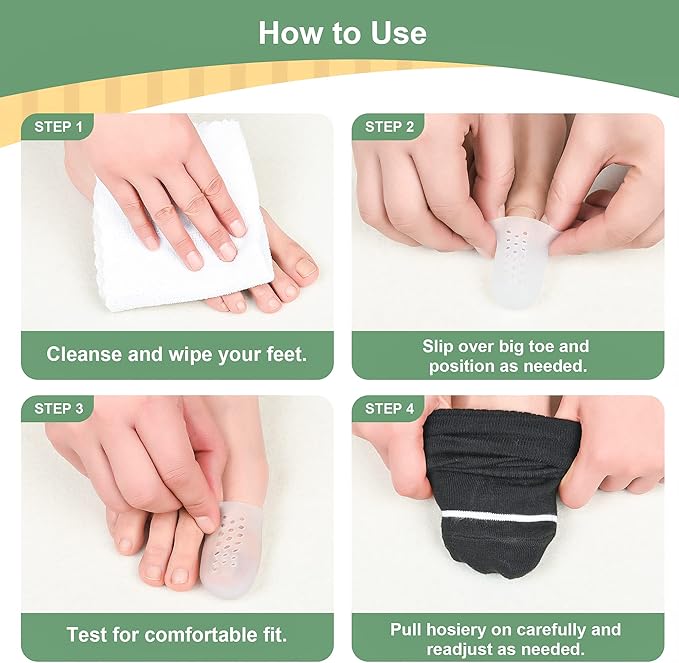 Big Toe Cap 10 Pcs, Breathable Toe Protector Toe Cover Sleeves with Holes, Provides Relief from Corns, Blisters,Reduce Friction(Transparent)