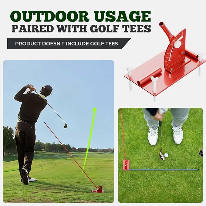 Golf Alignment Stick Holder - Metal Golf Alignment Sticks, Three-Hole Holder, Golf Swing Trainer with Training Manual, Golf Training Aid for Swing Plane & Swing Path