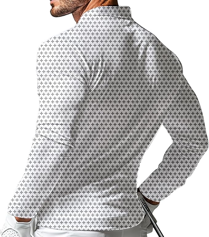 Men's Long Sleeve Golf Shirt Quick Dry 3 Button Work Fishing Outdoor Casual Collar Shirt
