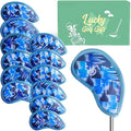 Golf Club Covers Iron Value 12 Pack Stylish Synthetic Leather Headcover, Embroidery Numbers Head Covers Universal Protector Fit Main Iron Wedge Clubs, Accessories Travel for Men Women
