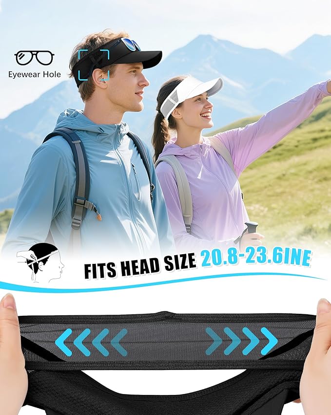 Sports Sun Visor Hats for Women Men Lightweight Breathable Cooling Stretchy Visors Foldable UPF 50+ for Running Tennis Golf