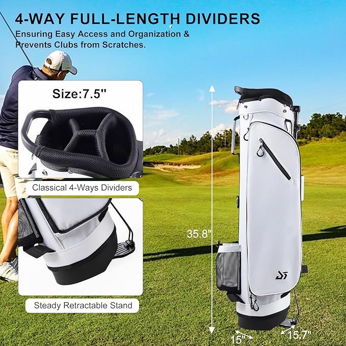 Golf Stand Bag – 2025 Upgraded Version with Cooler Pocket, Glove Patch & Tee Holder, Lightweight Sunday Golf Bag for Men & Women