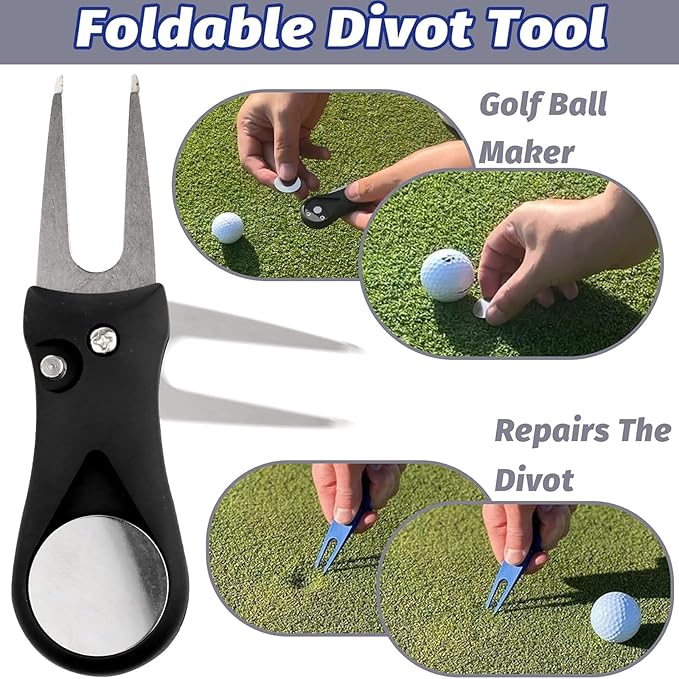 11 Pcs Golf Accessories Kit, Include Golf Ball Bag with Hook Tees Towel Cleaner Brush Ball Marker Divot Tool Score Counter