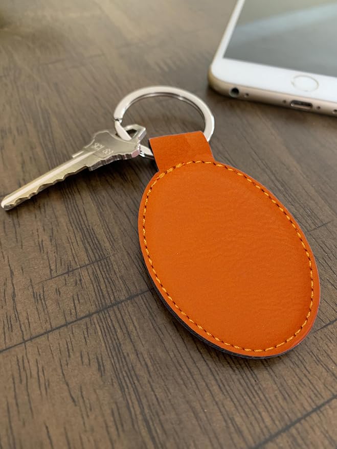 LaserGram Oval Keychain, Golf Ball, Personalized Engraving Included (Orange)