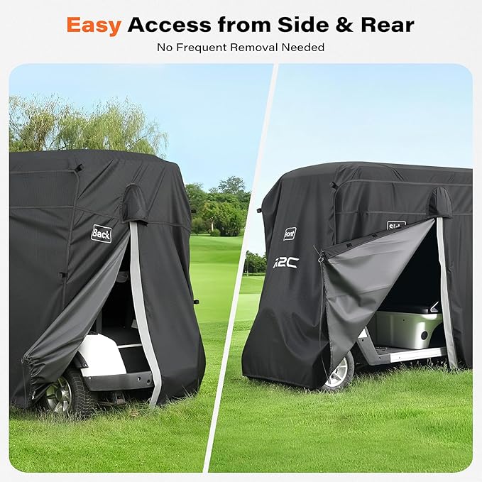 A2C Golf Cart Cover, 600D Heavy Duty Waterproof 4 Passenger Cart Cover,UV Resistant & Windproof Covers, Compatible with EZGO, Club Car, Yamaha