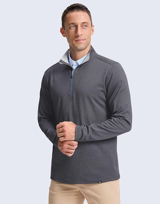 Obla Golf Quarter Zip Pullover Men Fleece Mock Neck Sweatshirt Winter Warm 1/4 Zip Long Sleeve Golf Shirt