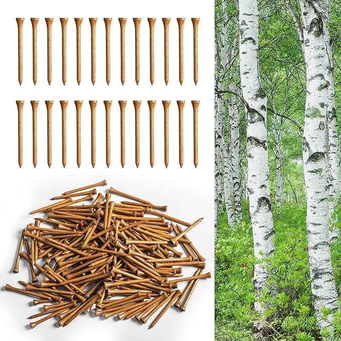 FINGER TEN Golf Tees Wood for Men Wooden Tee 1 1/2 2 3/4 3 1/4 Inch Western Birch Value 100 Pack, Reduce Friction Spin Tall Sturdy Base for Stability Long-Lasting Durability
