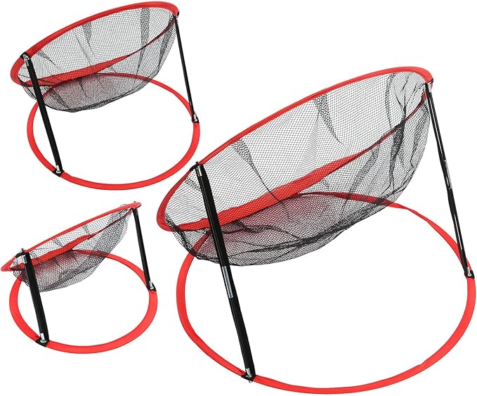 3 in 1 Golf Chipping Net Set, Golf Target Practice Net with 3 Different Sizes, Foldable Nylon Training Net for Indoor and Outdoor Use, Includes Collapsible Fiber Support Rods for E