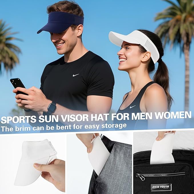 HH HOFNEN Sports Sun Visor Cooling Lightweight Stretchy Packable Running Golf Visor Hat for Men Women