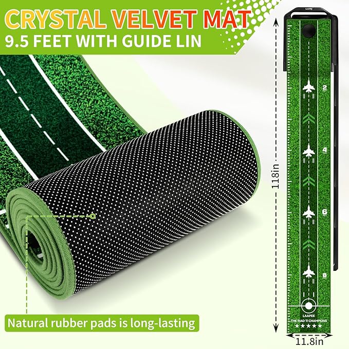 Putting Green Indoor, 360° Adjust Slope Putting Mat with Auto Ball Return & Crystal Velvet Mat, Practice Golf Gifts Game for Home, Office, Outdoor and Golfers Use
